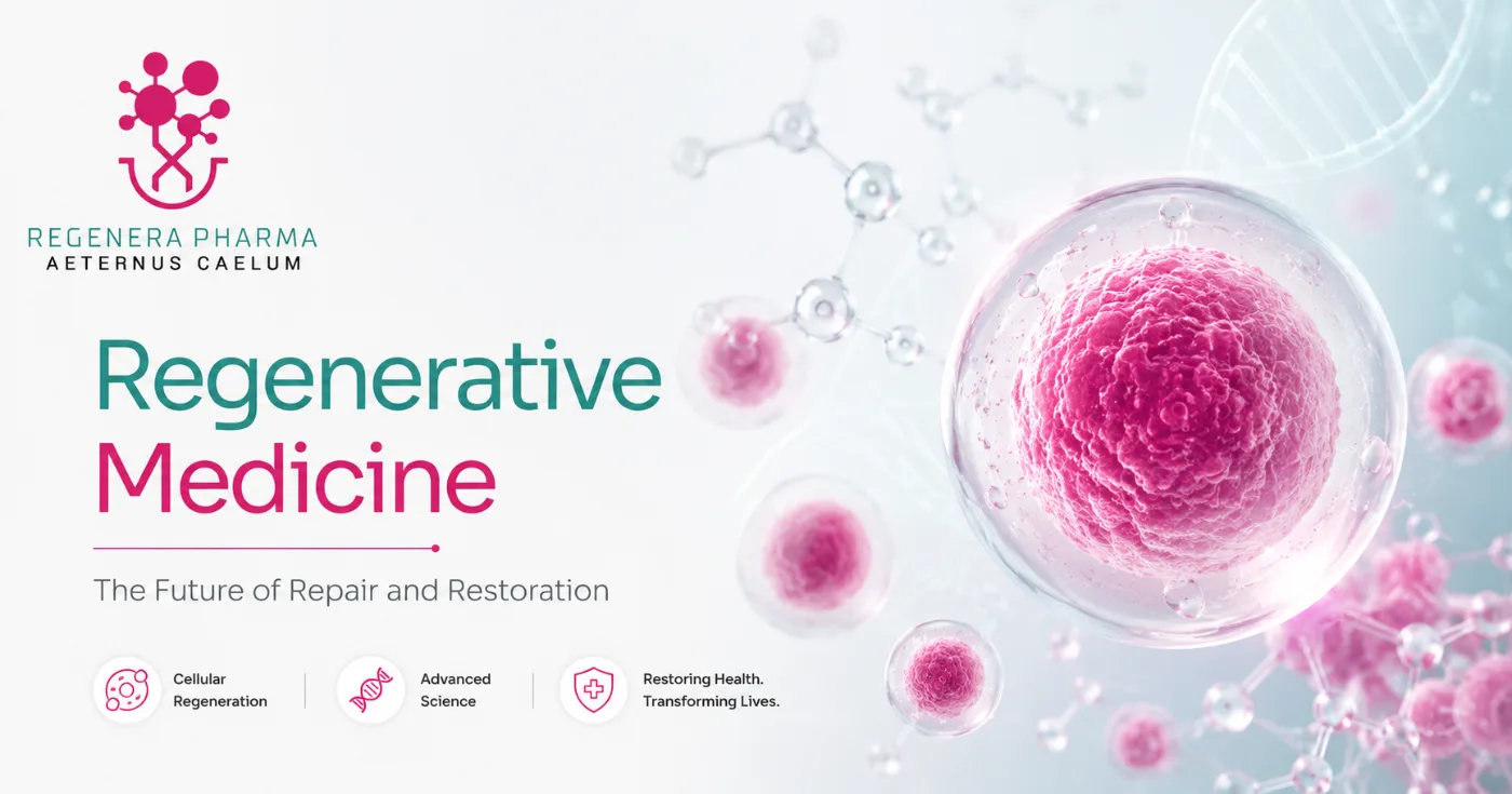 Regenera Pharma regenerative medicine blog image featuring human cells, DNA structures and molecular science representing tissue repair and restoration.
